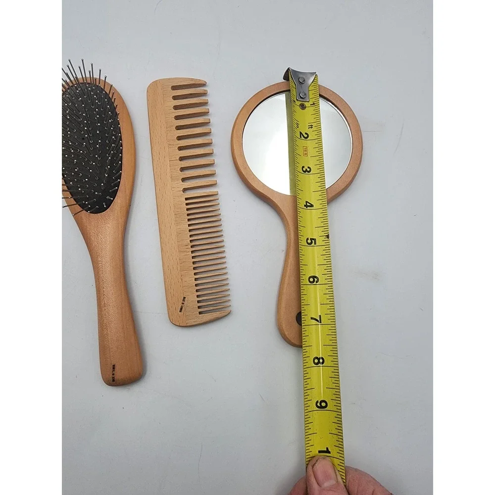 Vintage Paula Personalized Wooden  Vanity Set Hairbrush Comb Hand Mirror 3pc